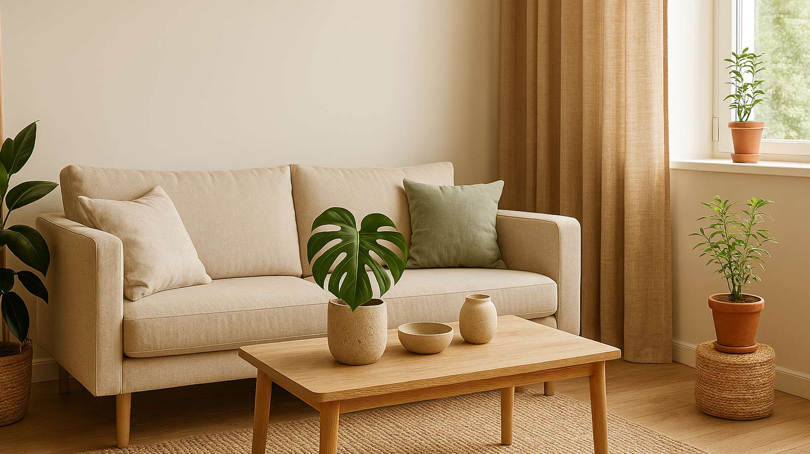 Decoración sostenible en salón